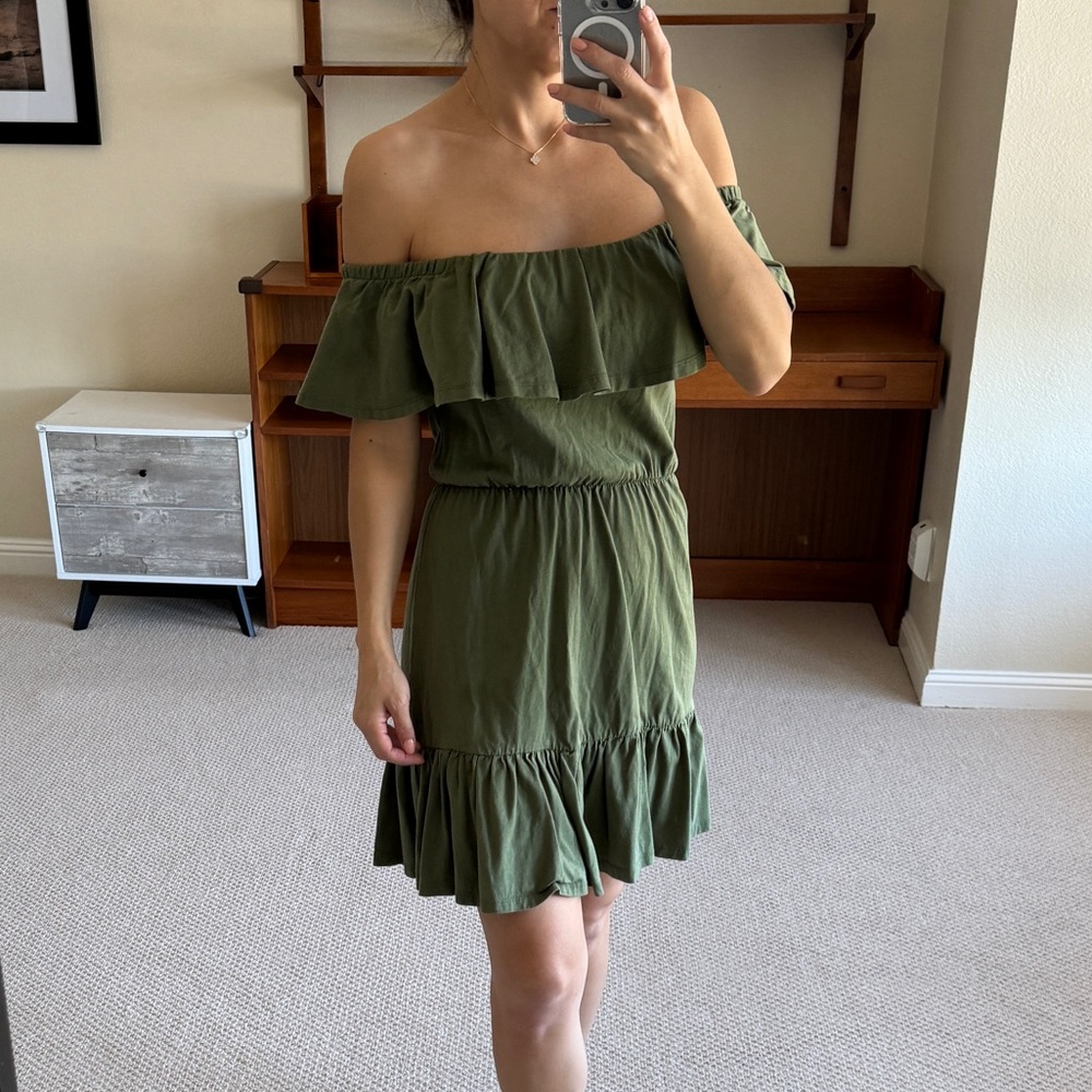 ASOS Off shoulder green dress